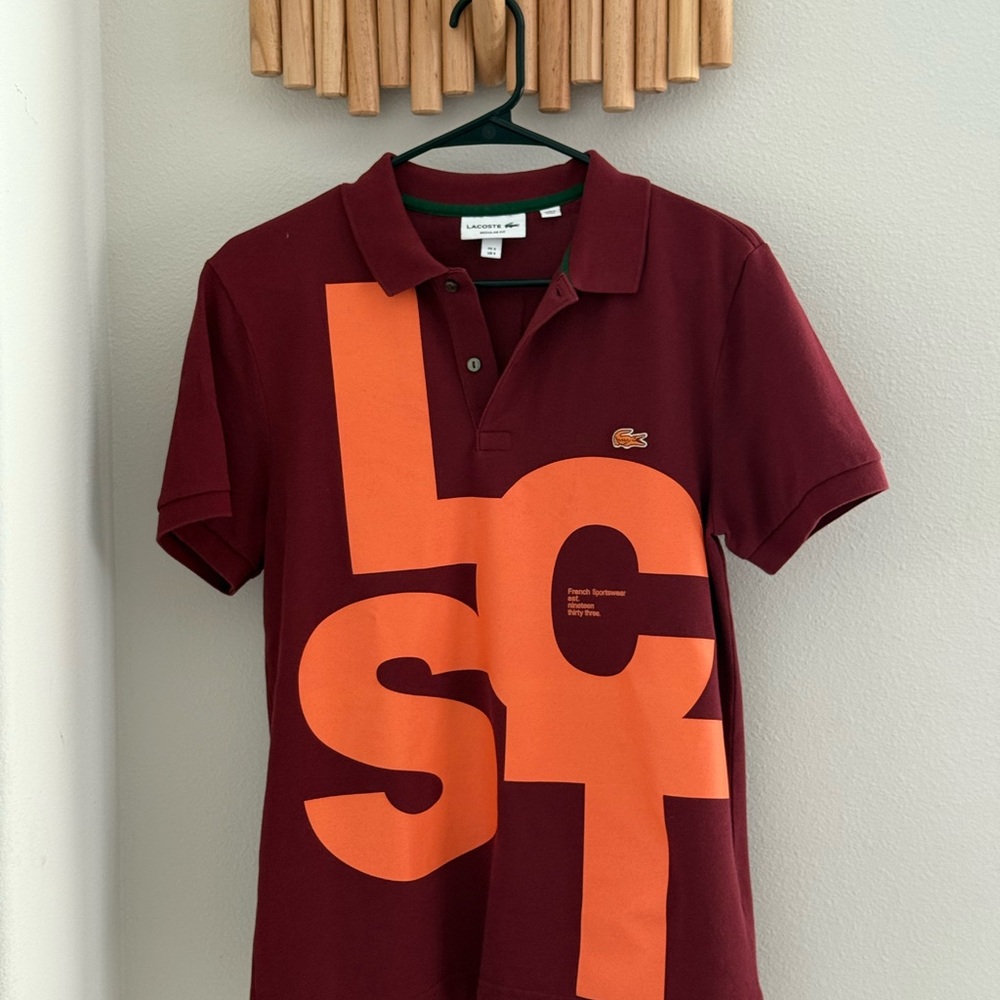 Lacoste Men's Polo in Deep Red and Bold Orange